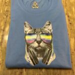 Full-color DTF graphic shirt featuring cool cat with sunglasses